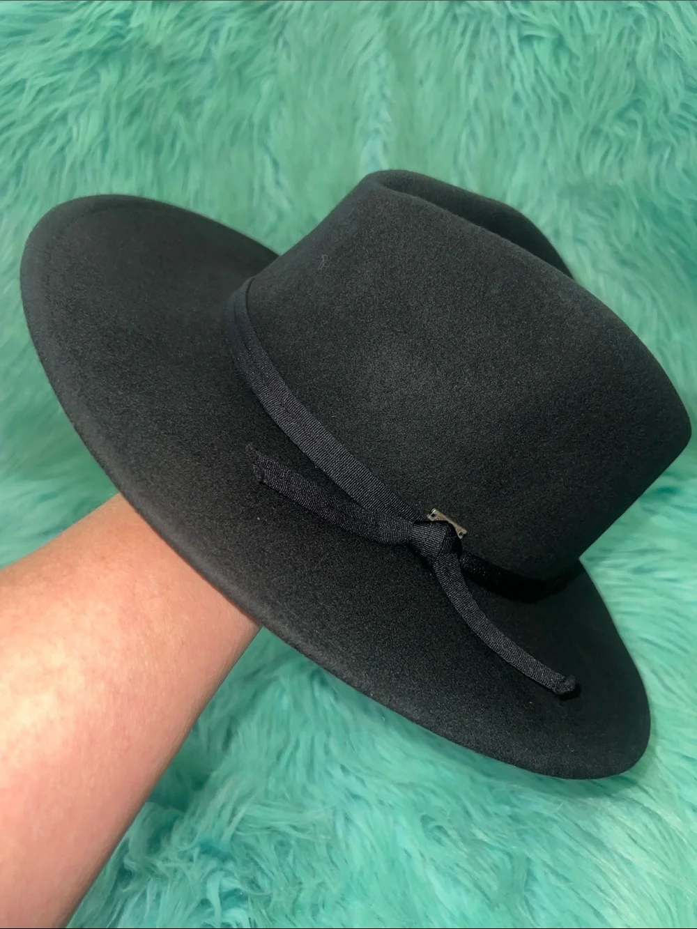 NWT Nordstrom Brixton Black Joanna  Packable Felt Hat Adjustable Size L